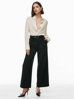 Aritzia Babaton Academy Silk Blouse Matte Pearl 100% Silk Button-Up Large